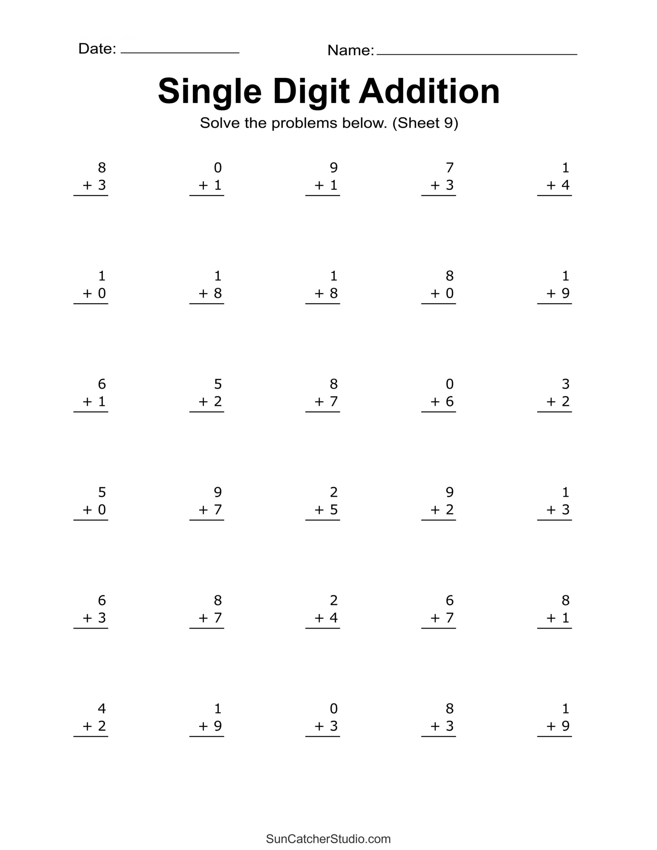 Addition Worksheets (Free Printable Easy Math Problems) – DIY