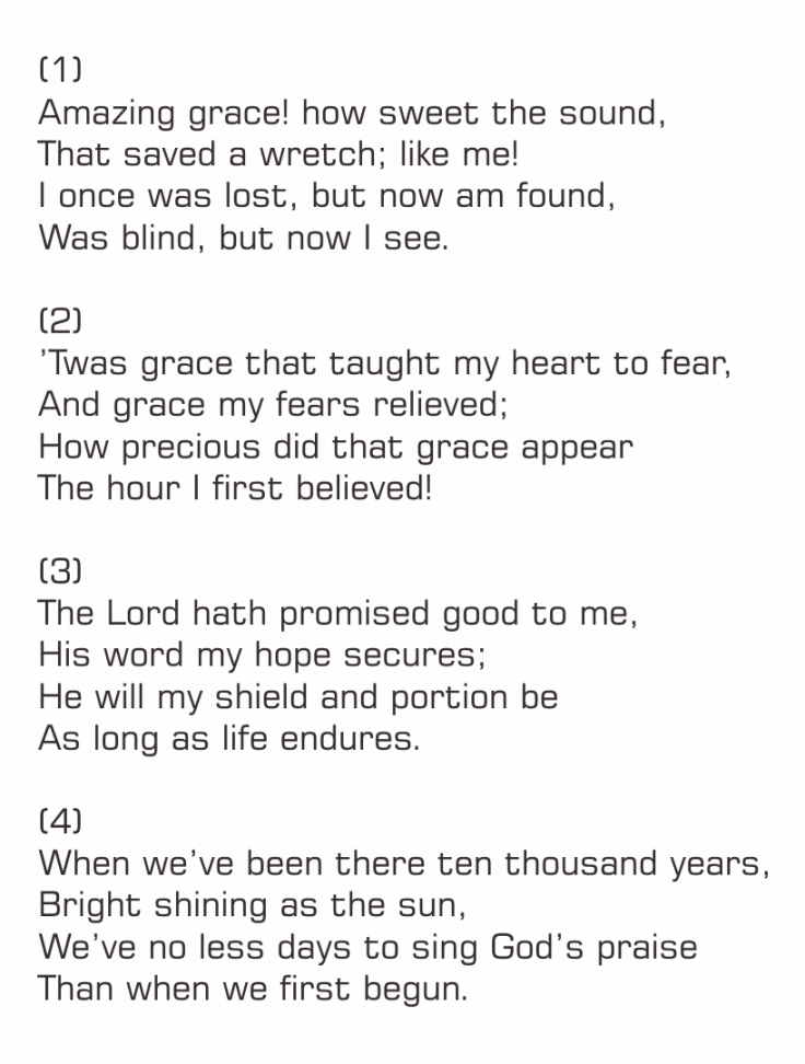 Amazing Grace Lyrics Printable - Printable Word Searches