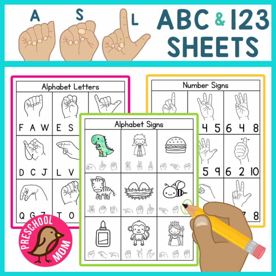 ASL Worksheets - Preschool Mom