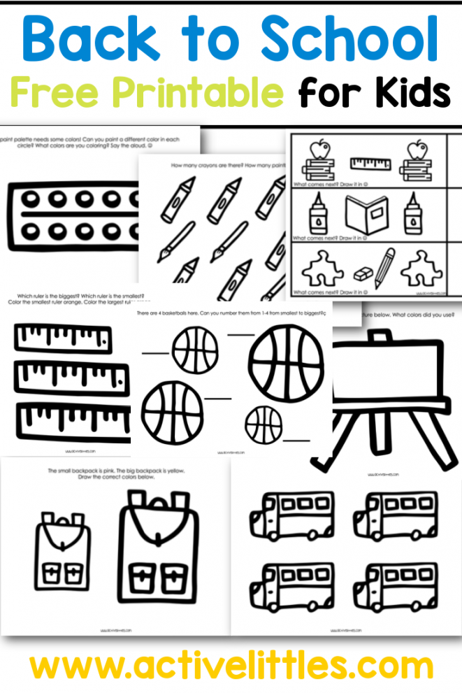 Back to School Free Worksheets Printable - Active Littles