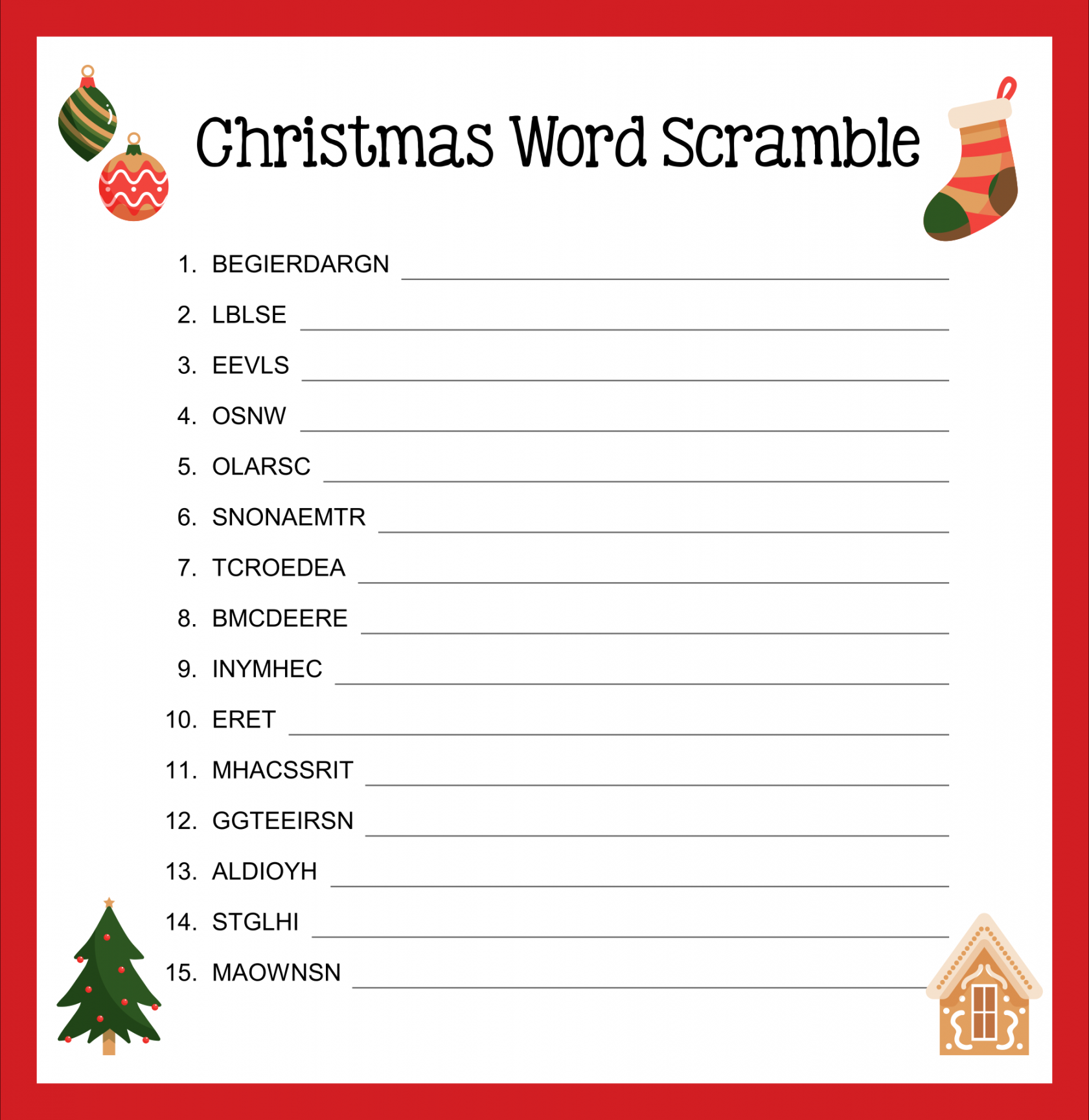 Best Christmas Word Scramble Printable - printablee