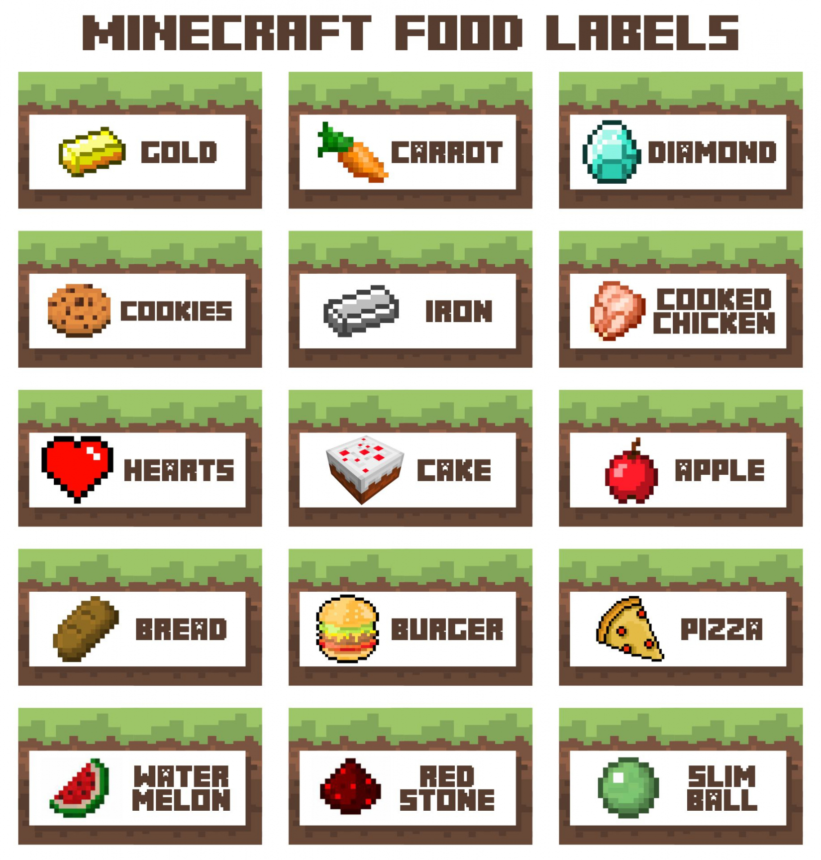 Best Free Minecraft Printable Food Labels - printablee