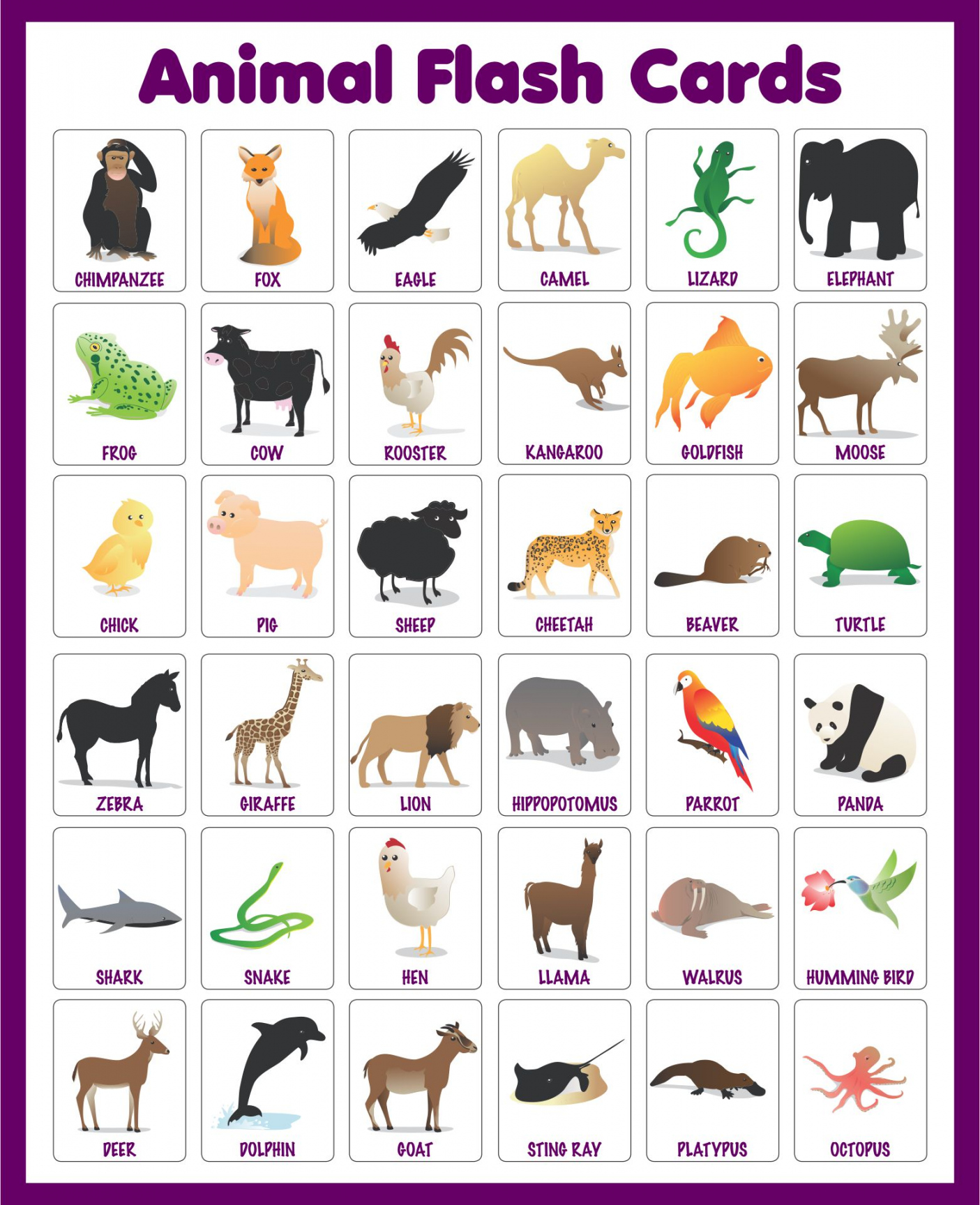 Best Free Printable Animal Flash Cards - printablee