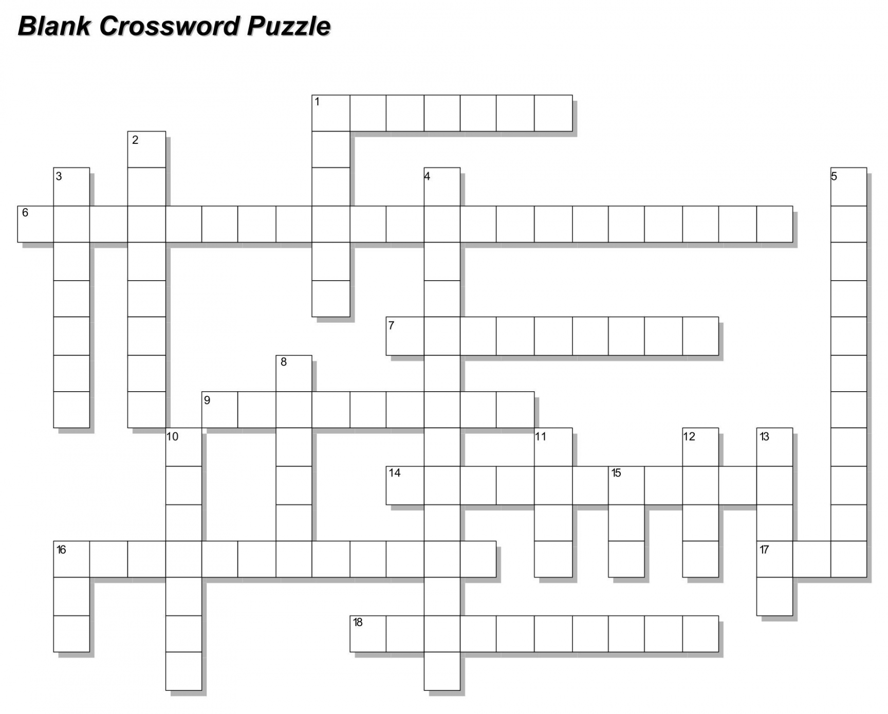 Best Free Printable Blank Crossword Puzzle Template  Crossword