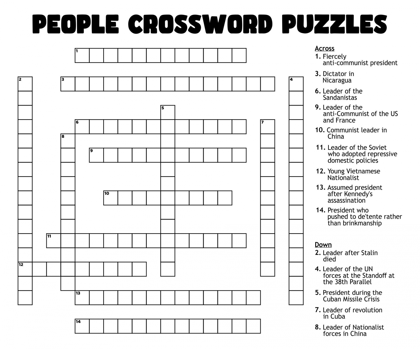 Best Free Printable People Crossword Puzzles - printablee
