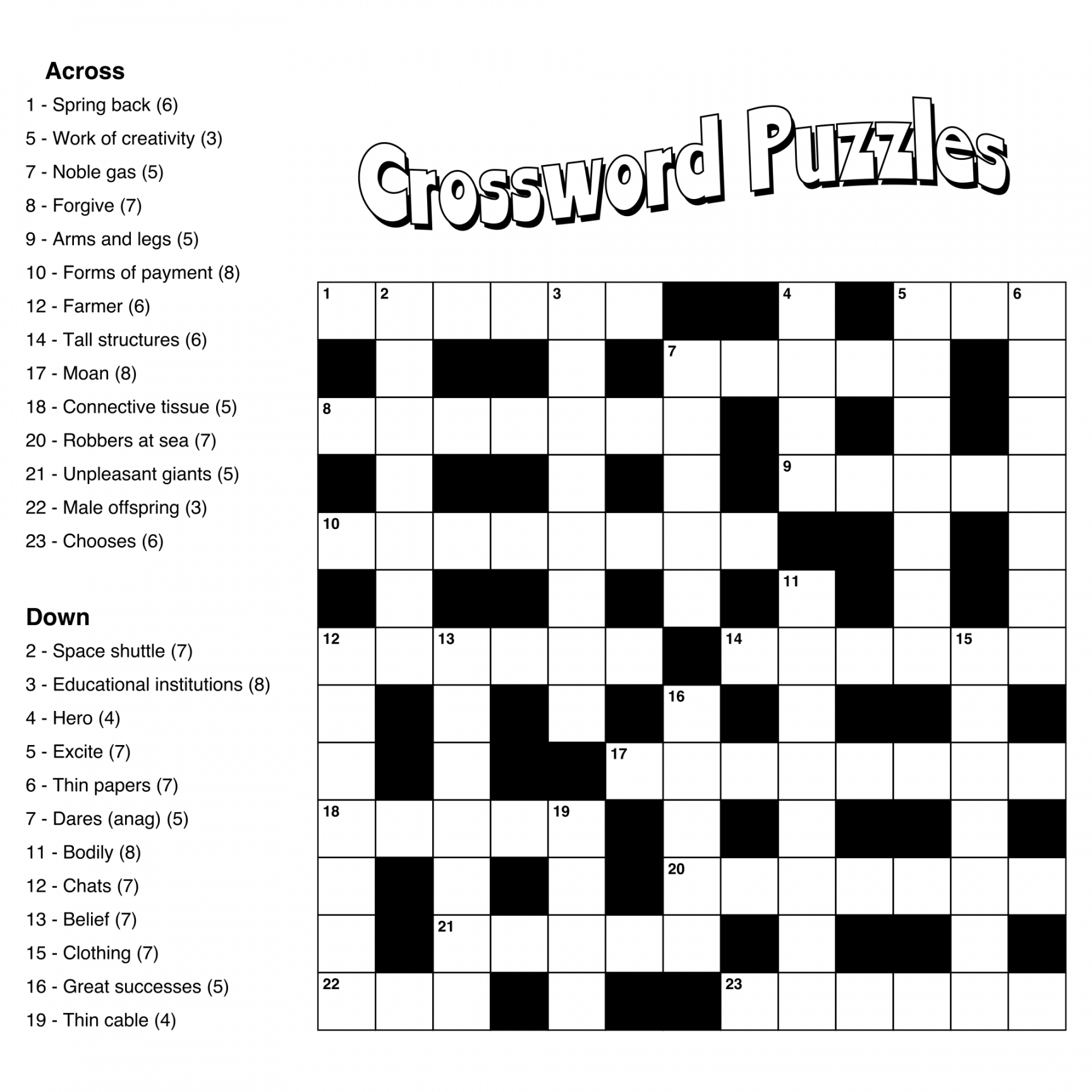 Best Large Print Easy Crossword Puzzles Printable - printablee