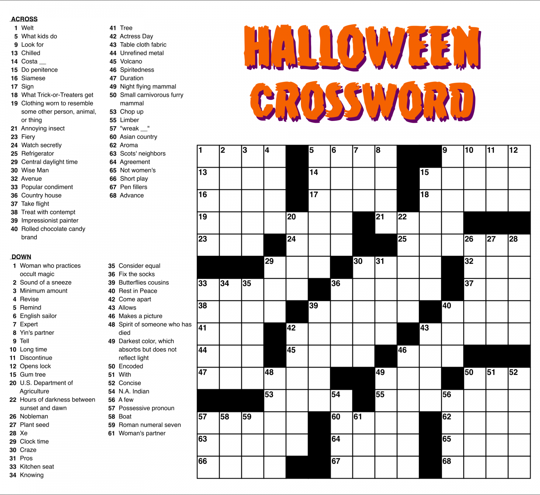 Best Large Print Easy Crossword Puzzles Printable - printablee