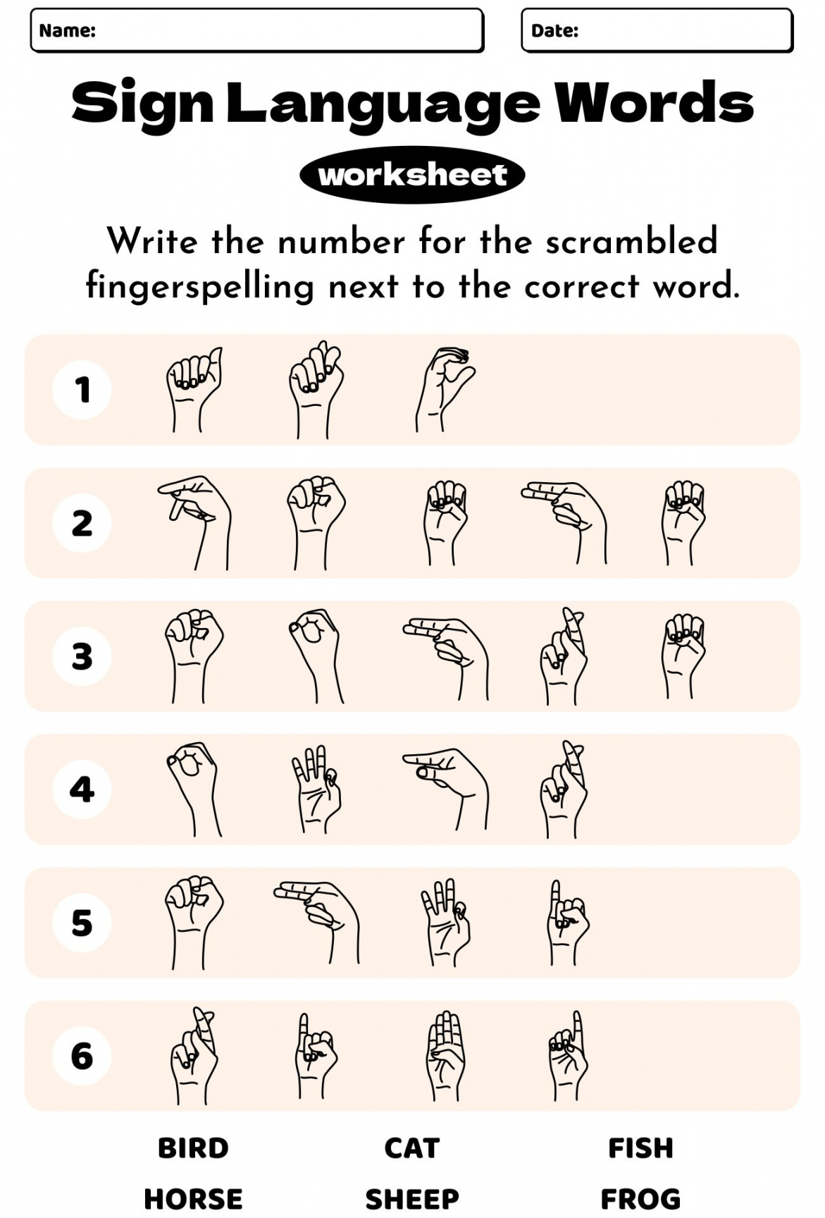 Best Sign Language Words Printable Worksheets - printablee