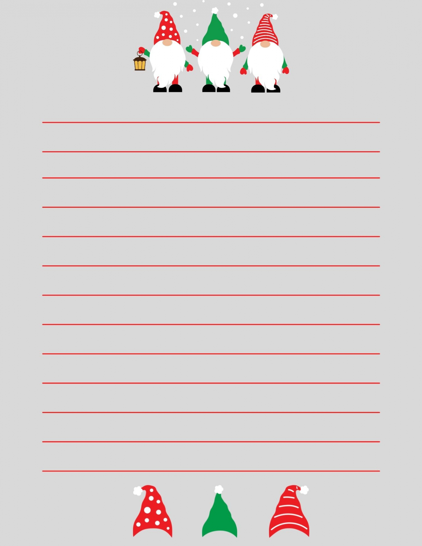 Christmas Gnome Stationery - Free Printable Pages