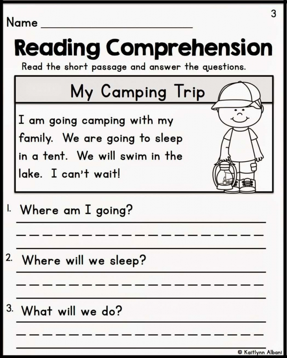 Comprehension Worksheets For Grade  Free  Kindergarten reading