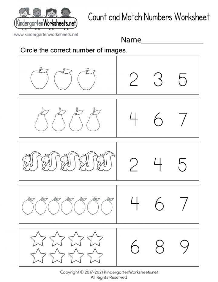 Count and Match Numbers Worksheet for Kids - Free Printable