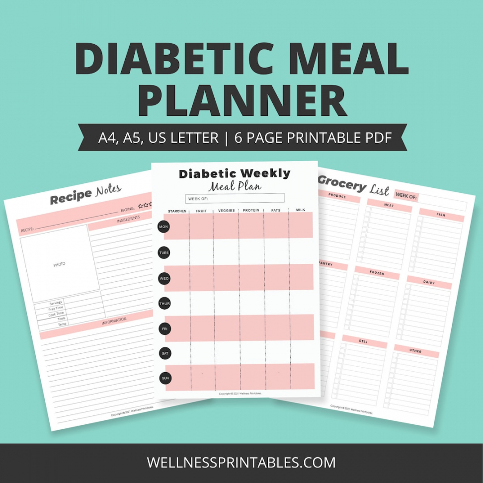 Diabetic Meal Planner Printable Menu Plan Printable - Etsy