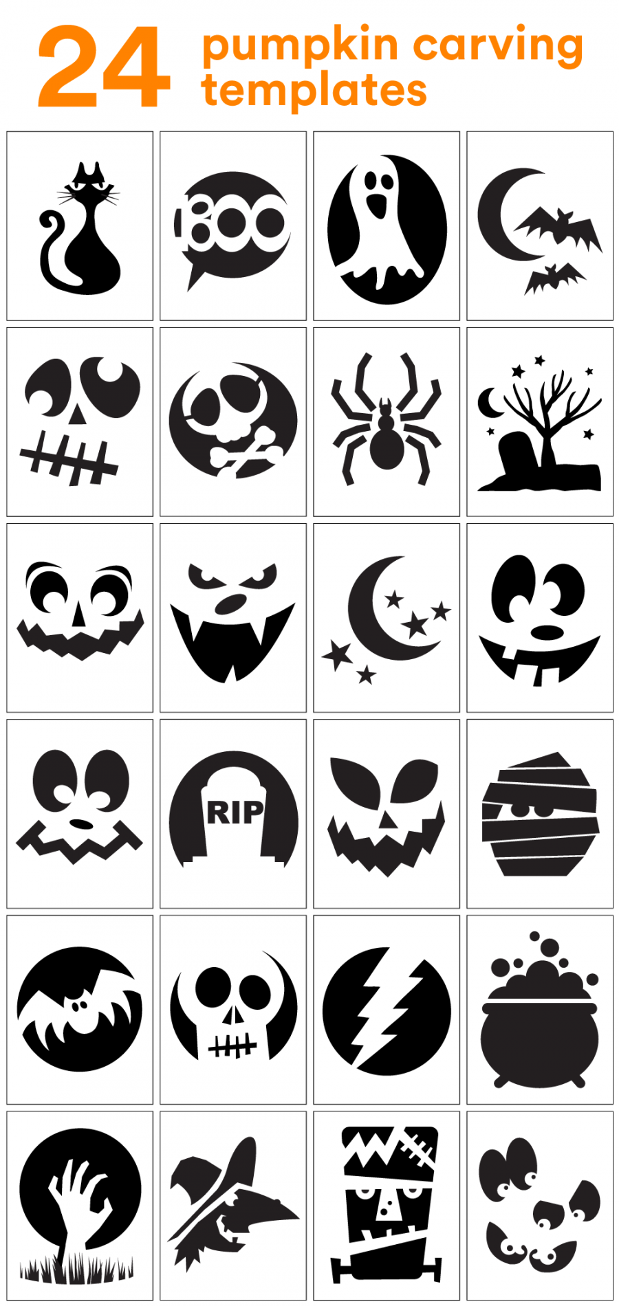 Download these free pumpkin carving stencils to print and apply to