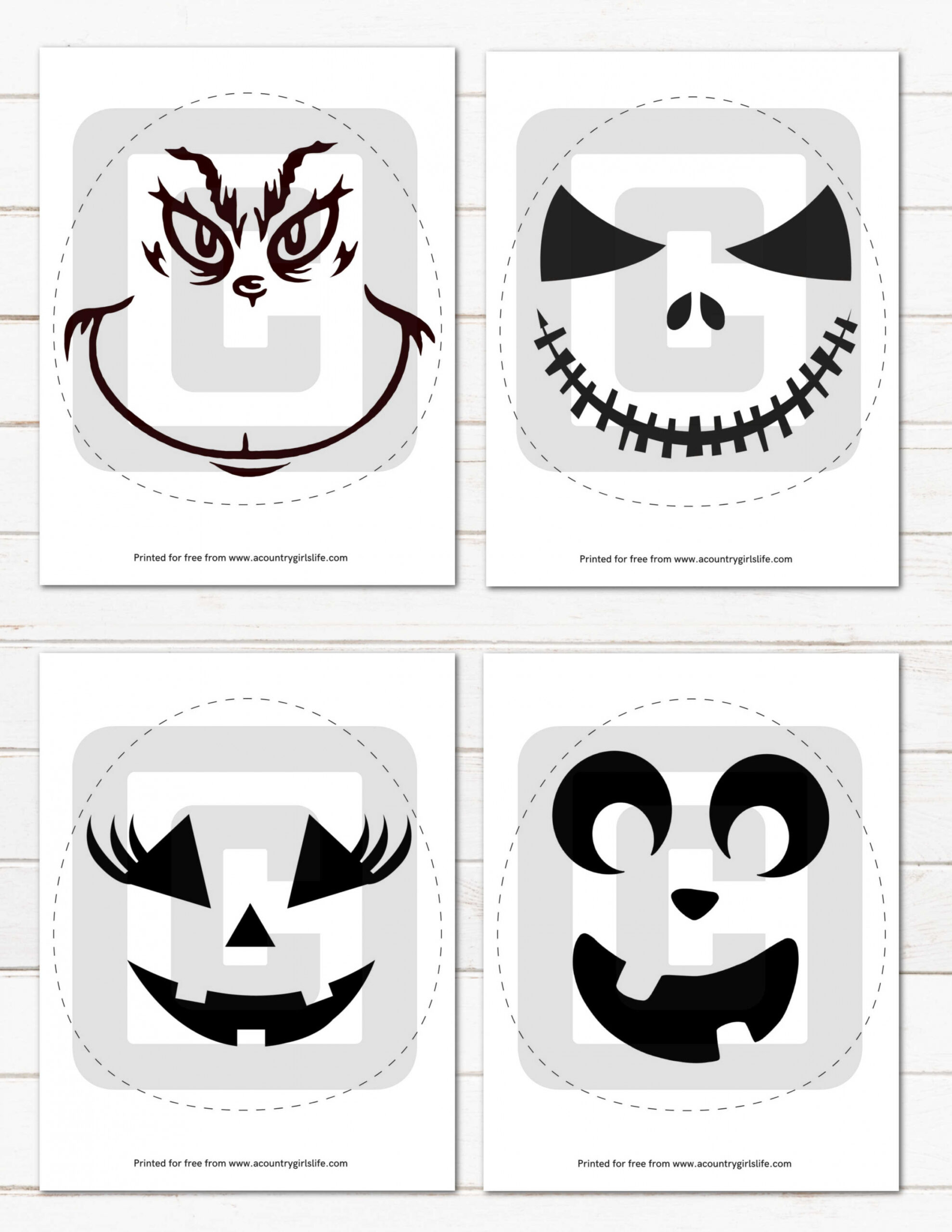+ EASY FREE Printable Pumpkin Carving Stencils! - A Country