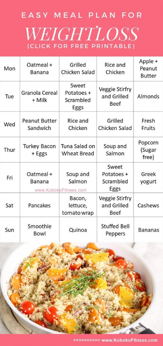 Easy Meal Plan for Weightloss (Extra Free Printable)