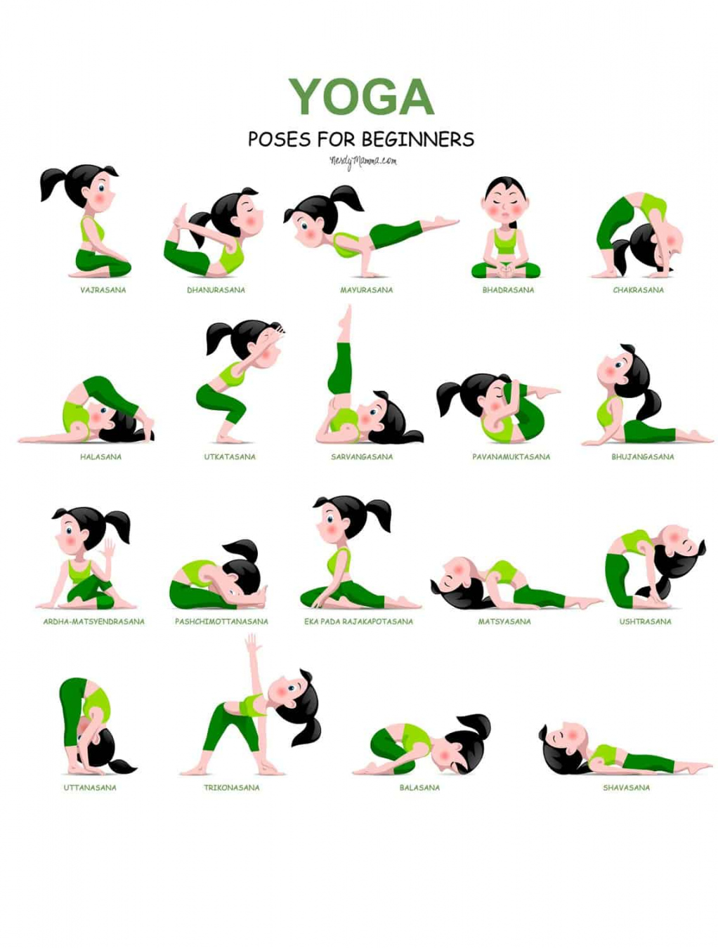 Easy Yoga Poses for Beginners with a Free Printable - Nerdy Mamma