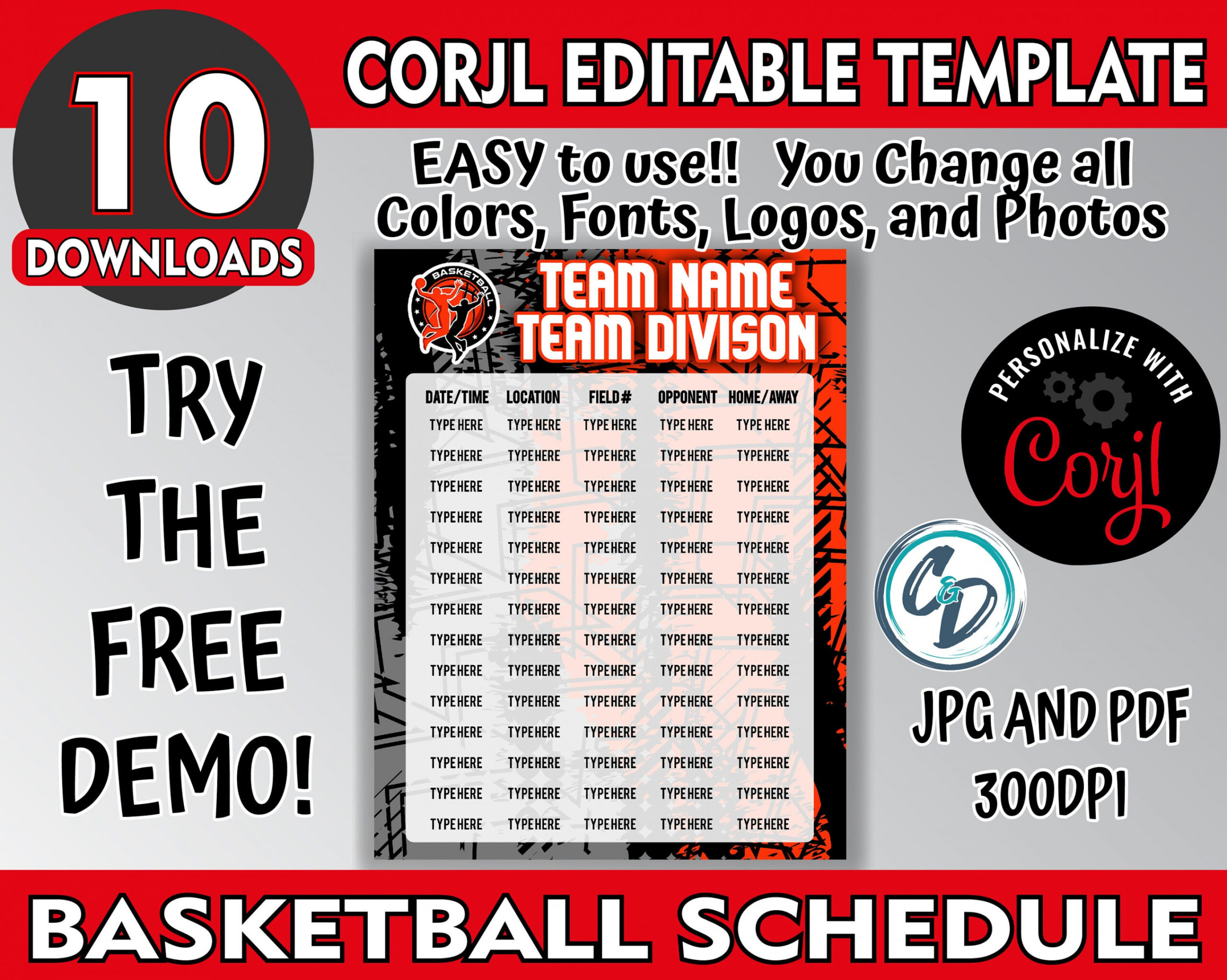 EDITABLE and PRINTABLE Basketball Game Schedule Template - Etsy Canada