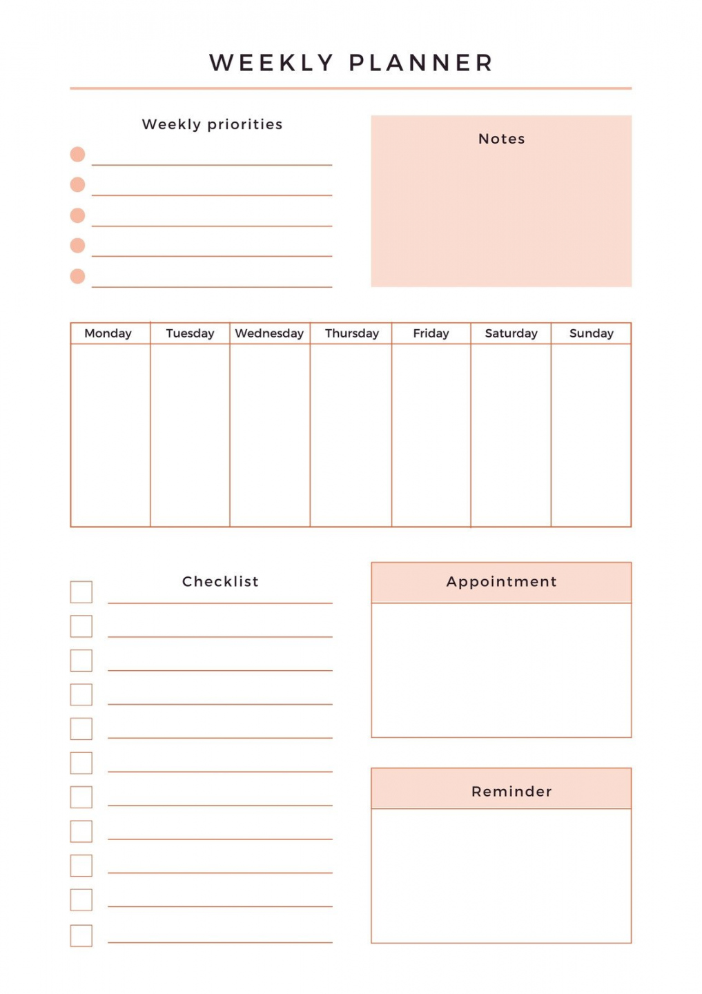 Free and customizable weekly planner templates  Canva