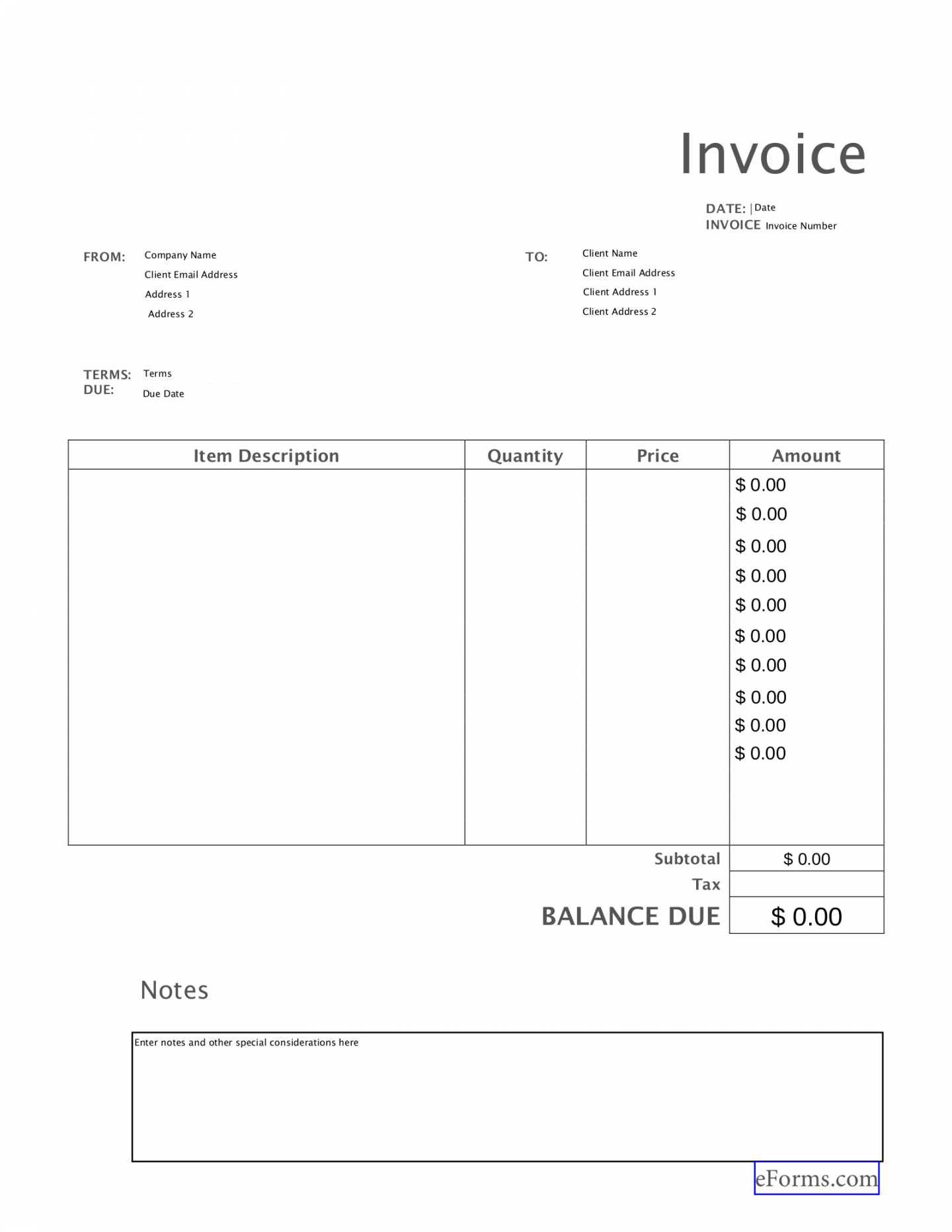 Free Blank Invoice Templates () - PDF – eForms
