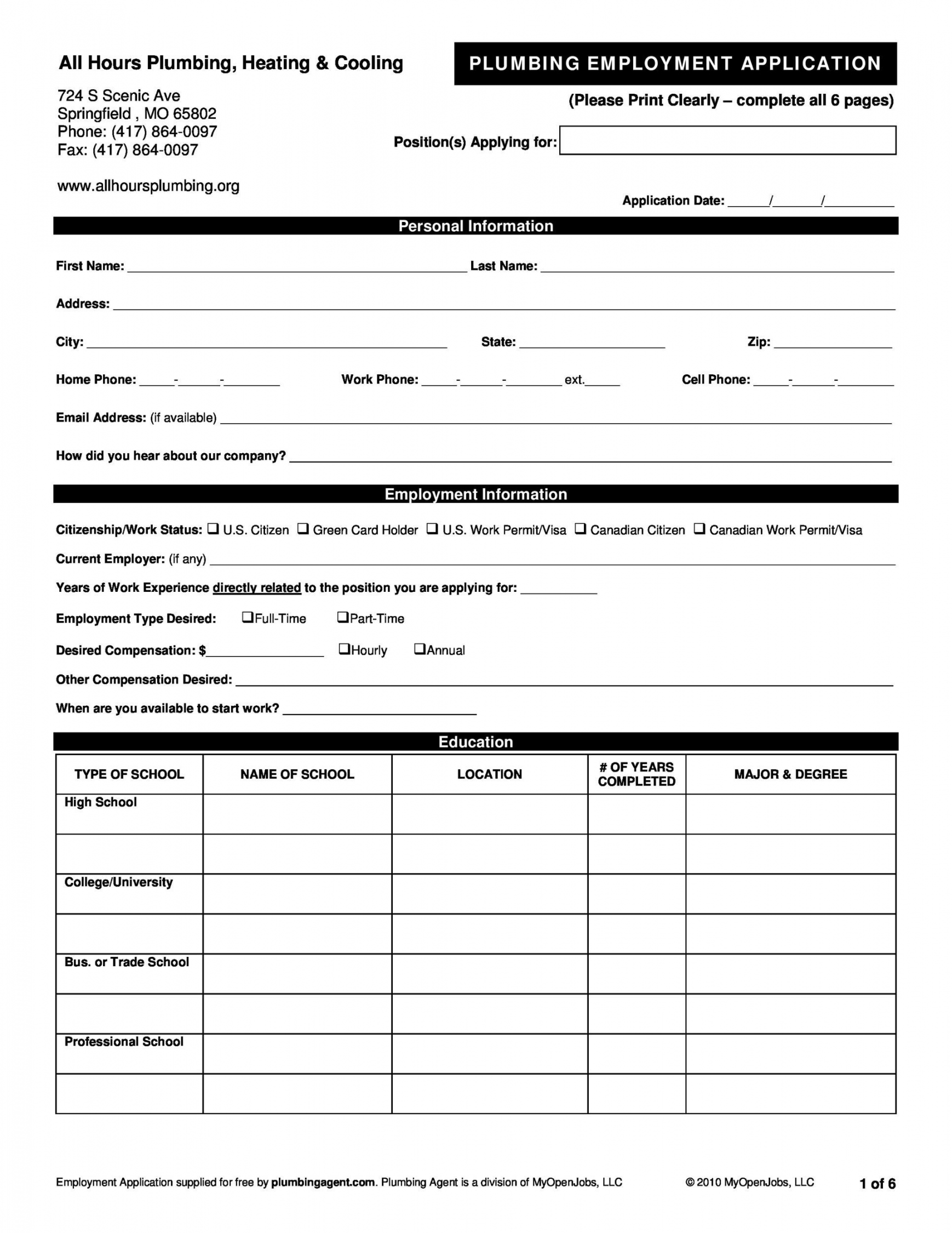 Free Employment / Job Application Form Templates [Printable] ᐅ