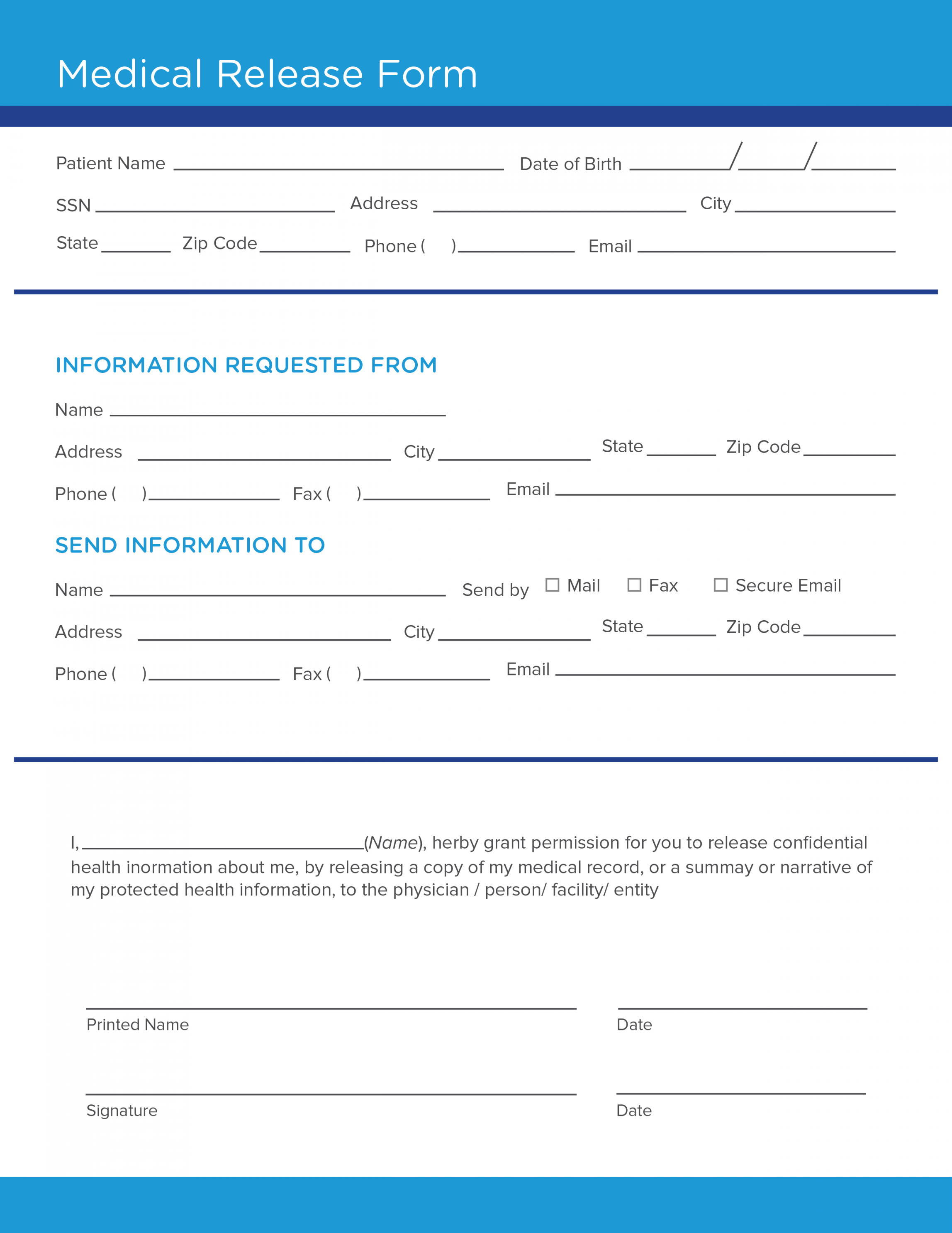 Free Medical Release Form Template - Continuum