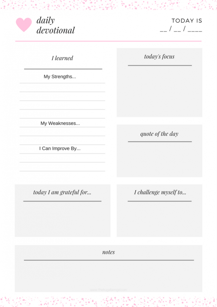 Free Personal Daily Devotional Printable  Daily devotional, Bible