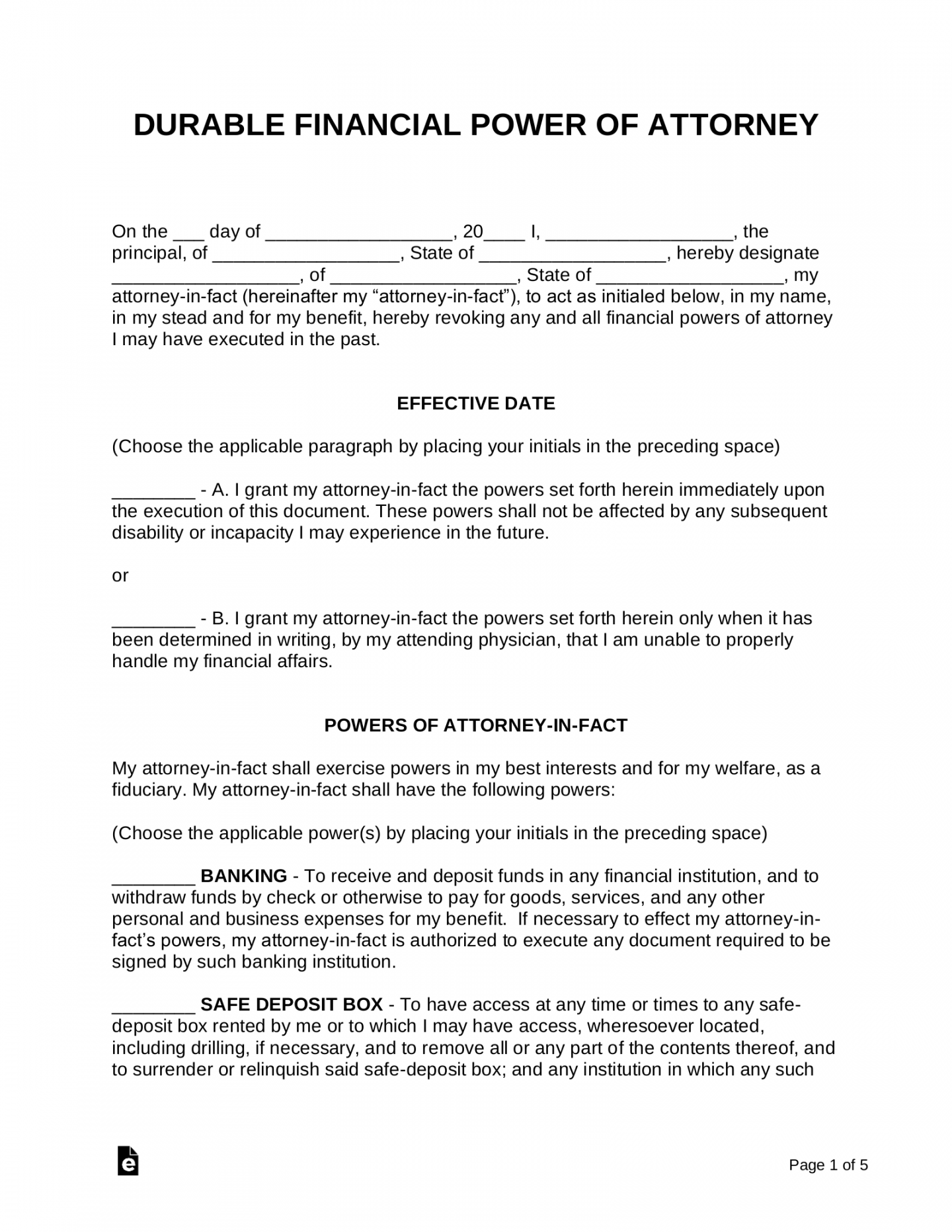 Free Power of Attorney (POA) Forms () - PDF  Word – eForms