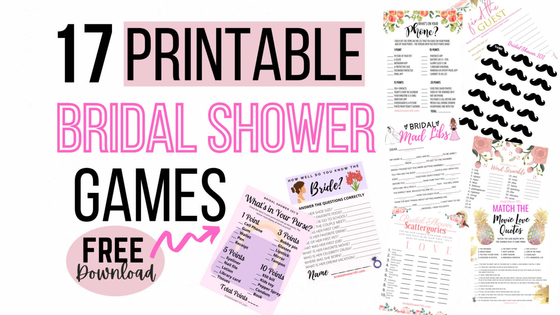 FREE Printable Bridal Shower Games  Bridal Shower