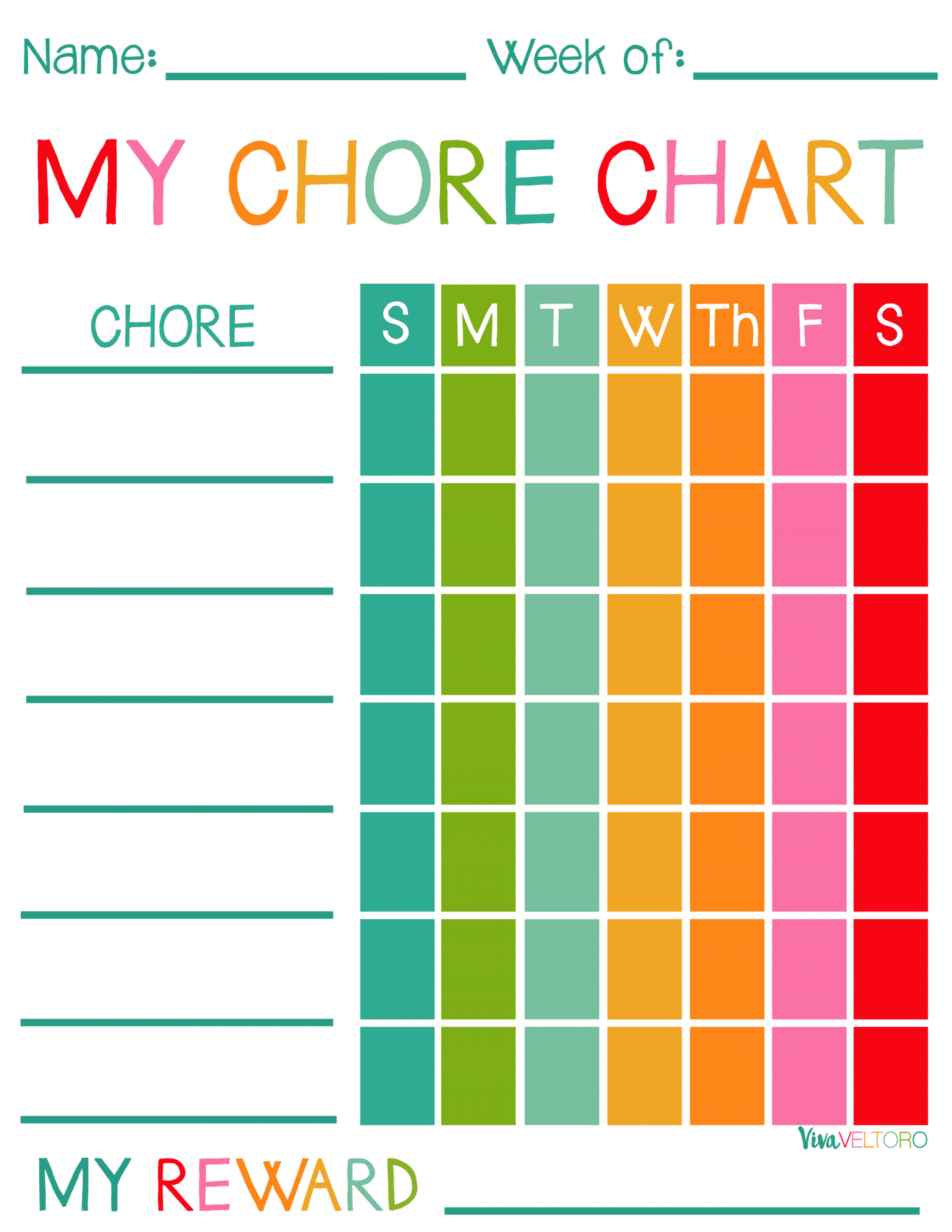 Free Printable Chore Charts for Kids! - Viva Veltoro