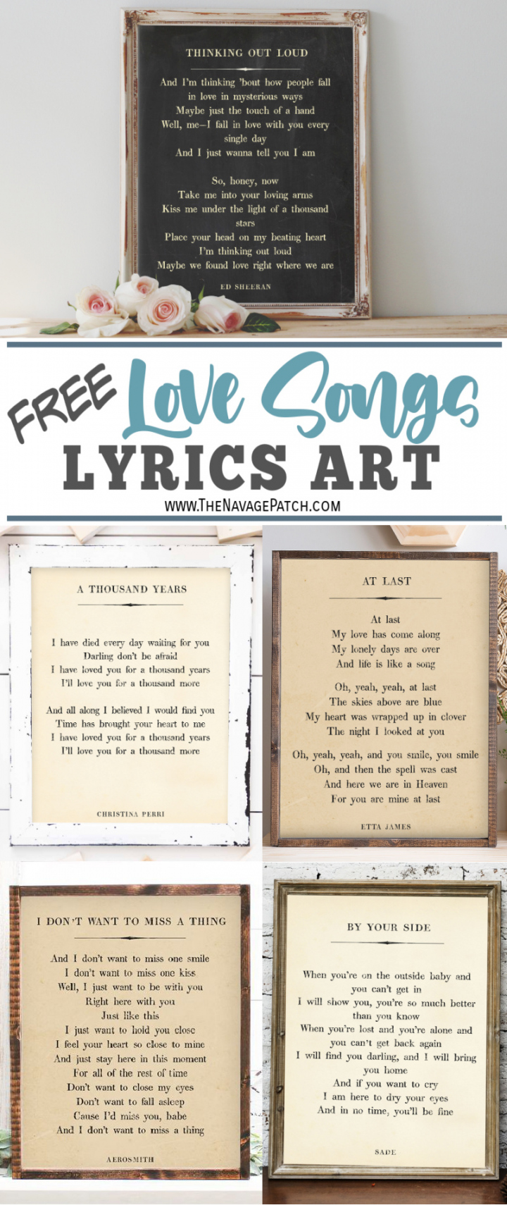 Free Printable Love Song Lyrics Art - The Navage Patch