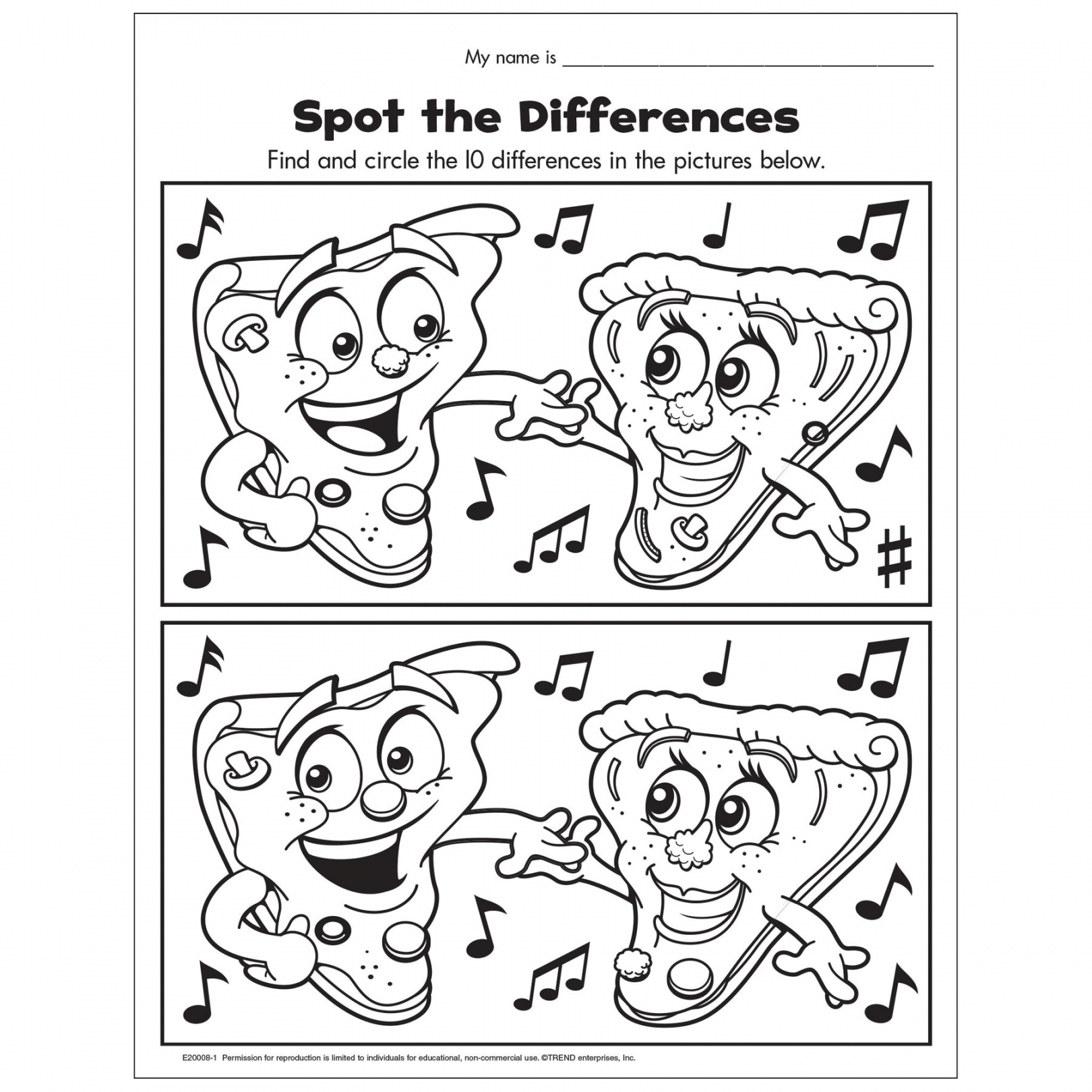 Free Printable Pizza Time Spot the Differences Activity Sheet