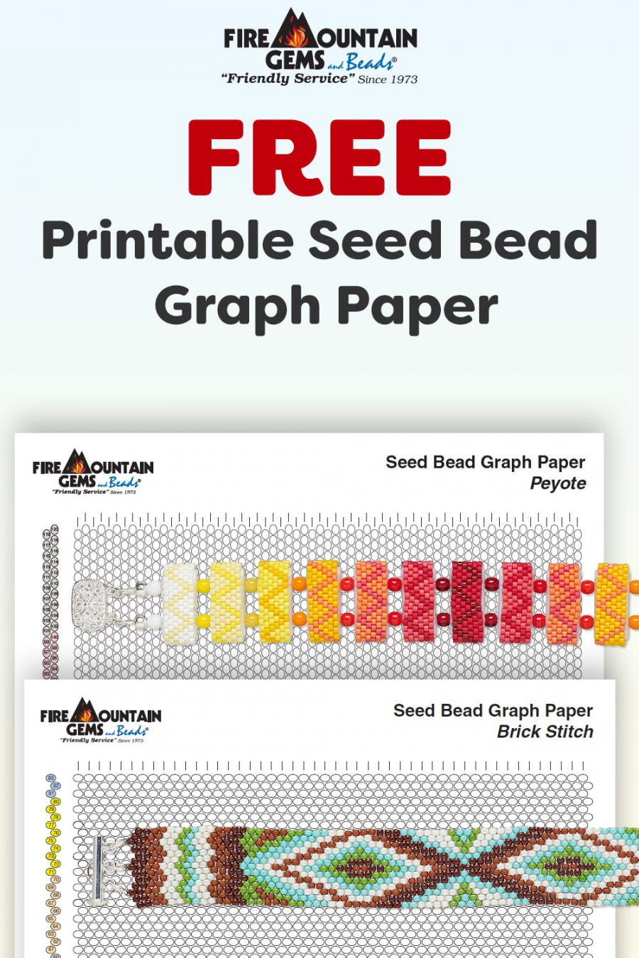 FREE Printable Seed Bead Graph Paper  Seed bead jewelry patterns