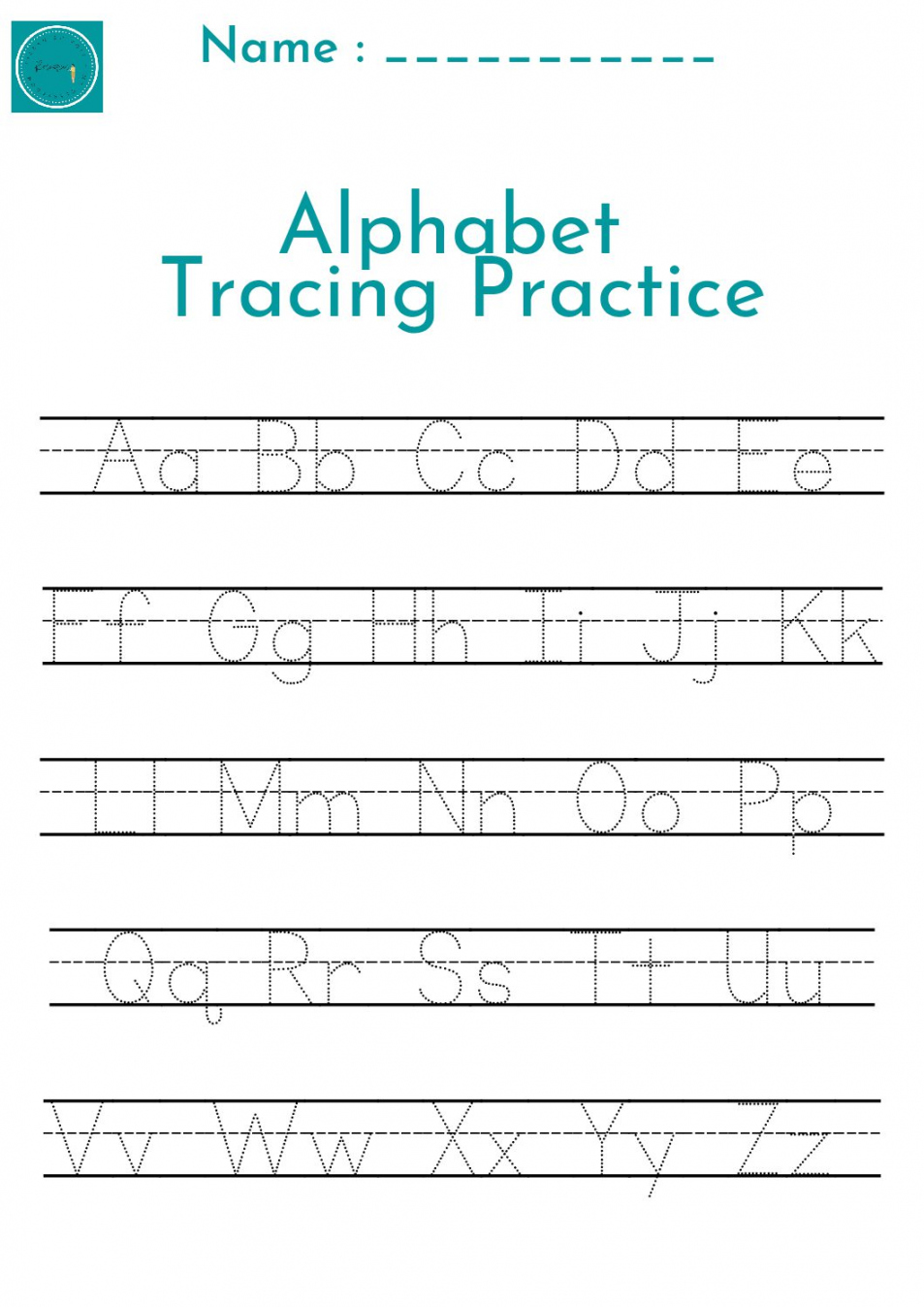 Free printable trace the alphabet letters worksheet • Teacha!