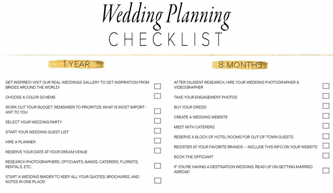 Free Printable Wedding Planning Checklists