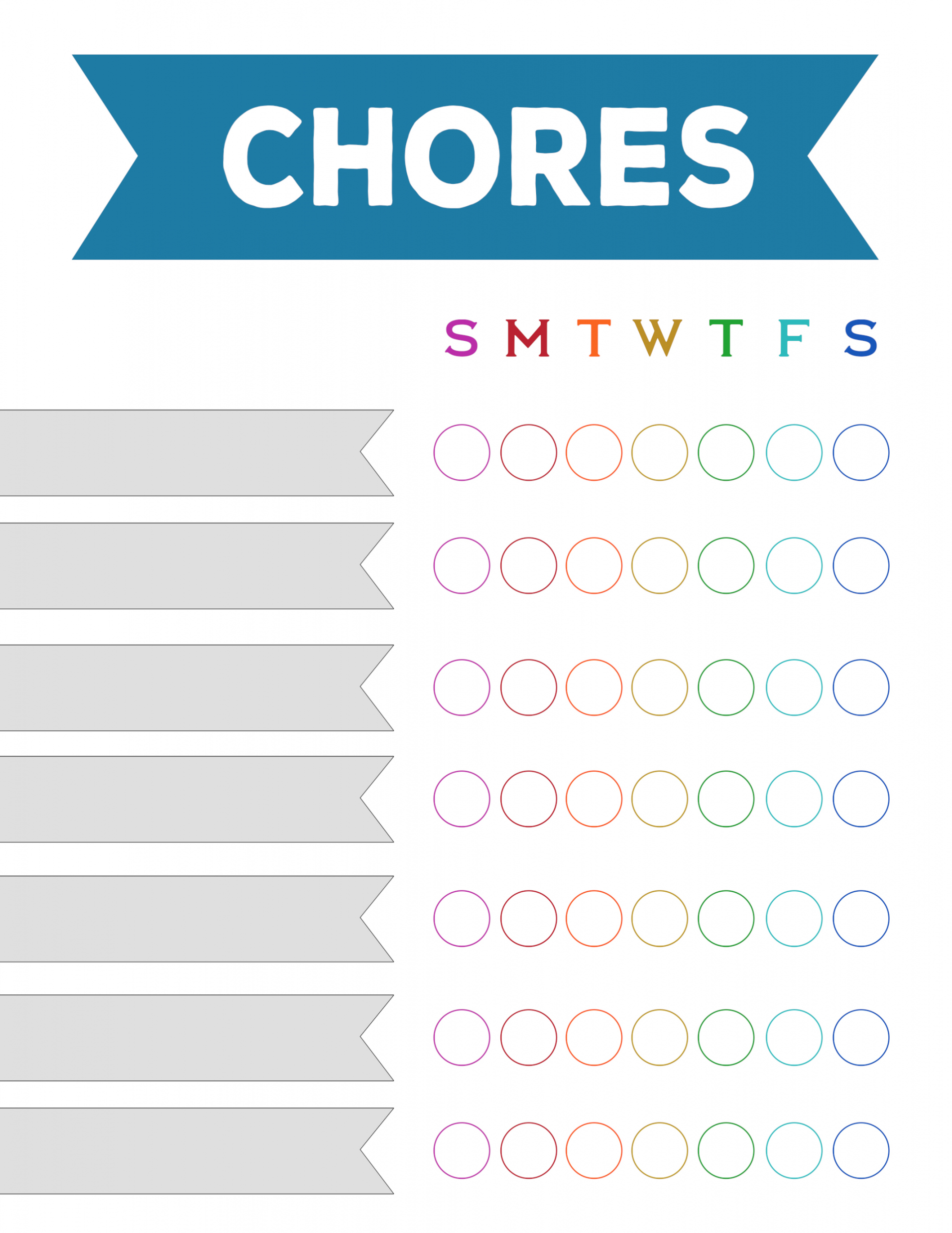 Free Printable Weekly Chore Charts - Paper Trail Design
