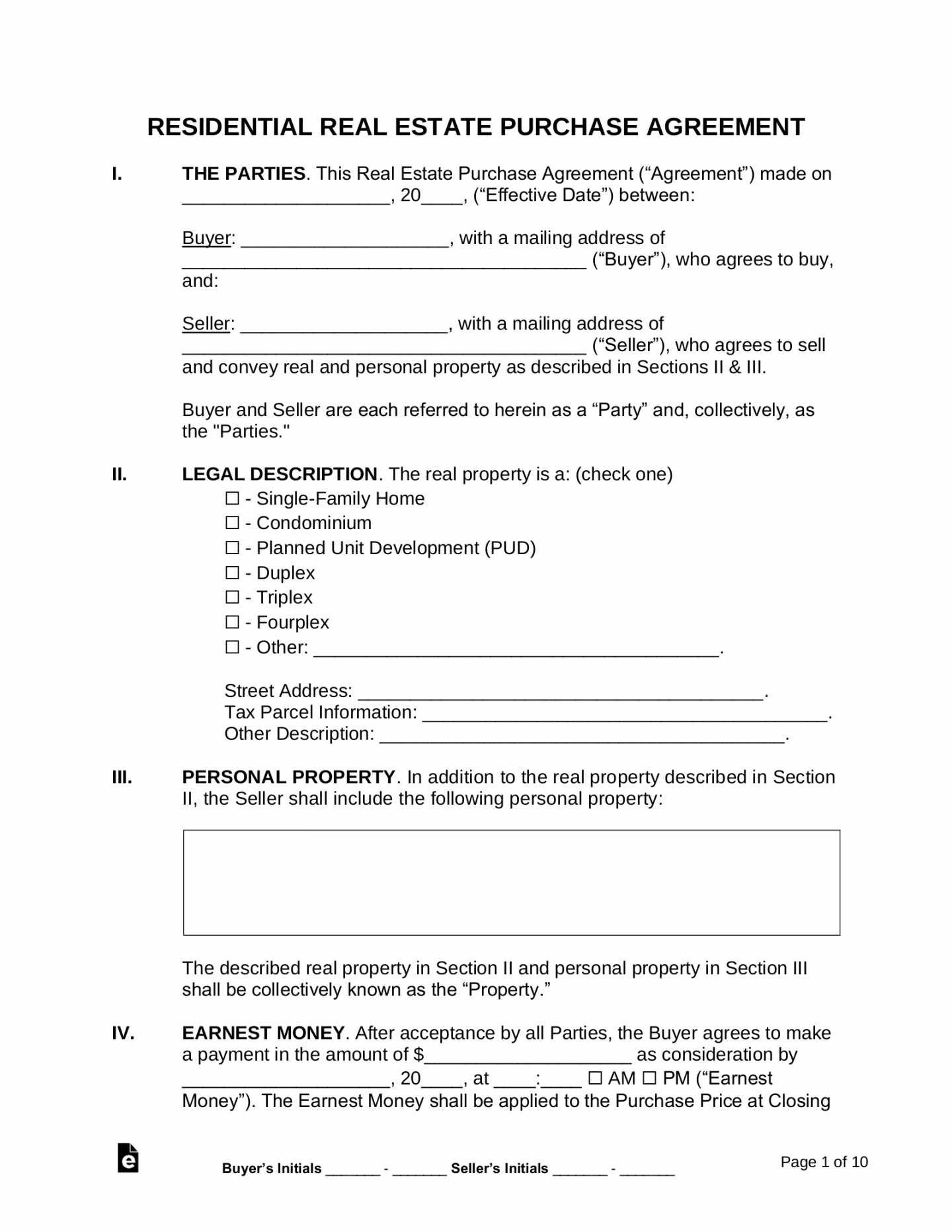 Free Purchase and Sale Agreement Template - PDF  Word – eForms