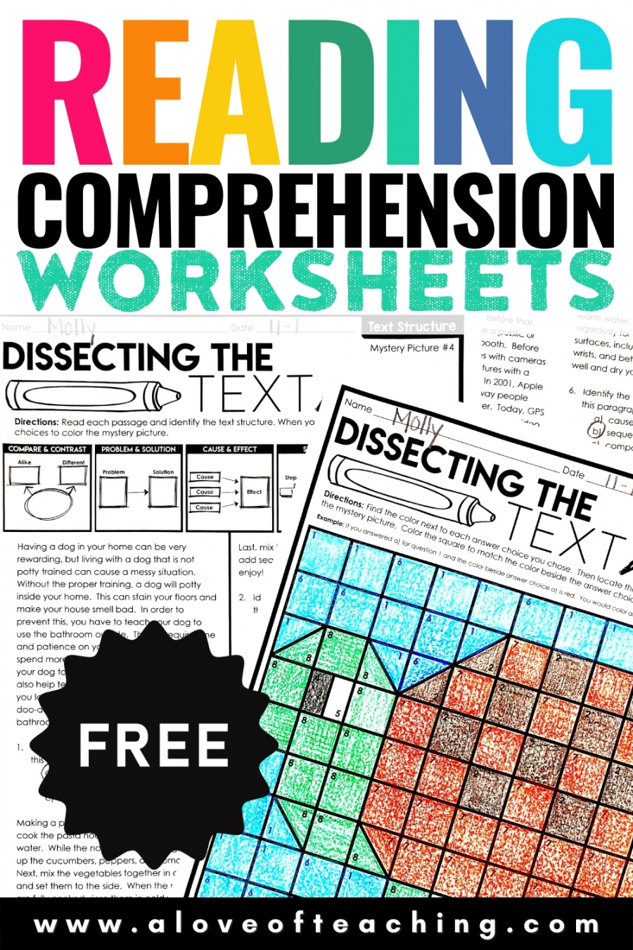 FREE Reading Comprehension Practice Worksheets - A Love of