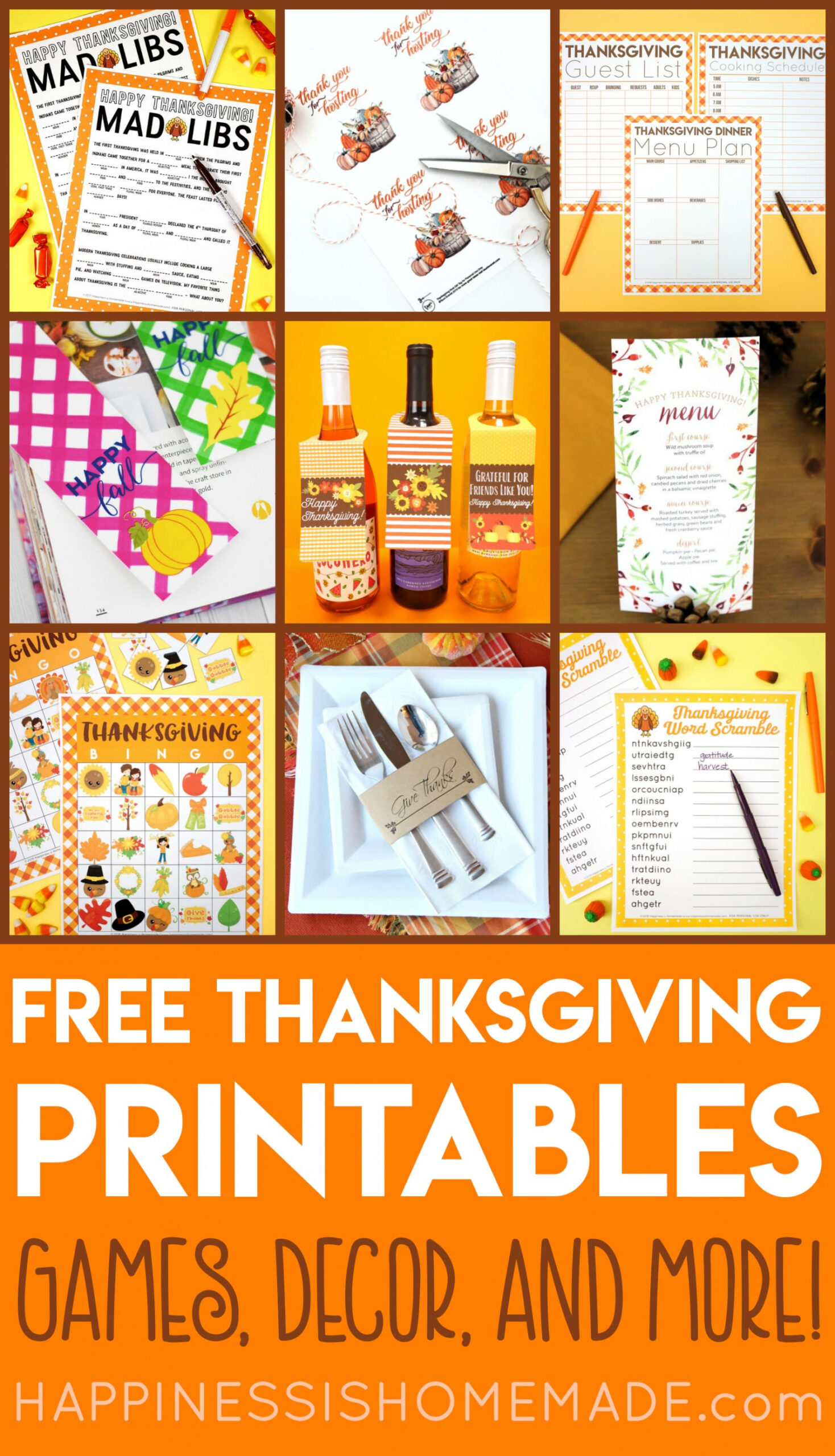 Free Thanksgiving Printables - Happiness is Homemade