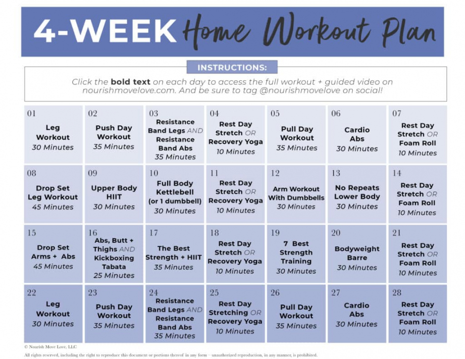 FREE -Week Workout Plan for Women (Full Body)  Nourish Move Love