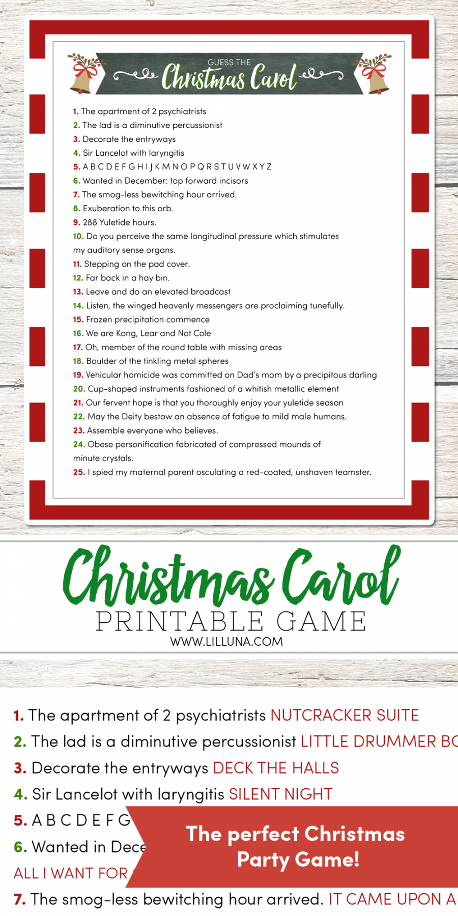 Guess the Christmas Carole Game FREE Printable  Lil