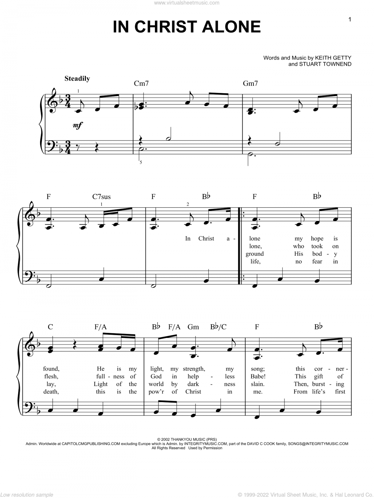 In Christ Alone, (easy) sheet music for piano solo (PDF)