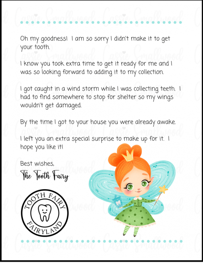 Insanely Cute Free Printable Tooth Fairy Letters - Cassie Smallwood