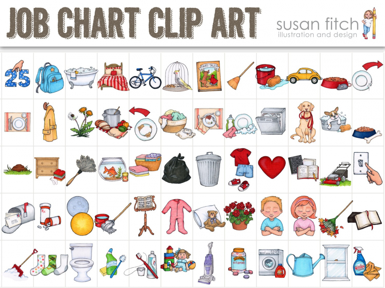 Job Chart Chore Chart Clip Art - Etsy