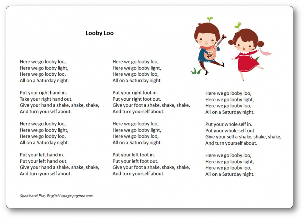 Looby Loo Song – Lyrics in French and in English – Free Printables