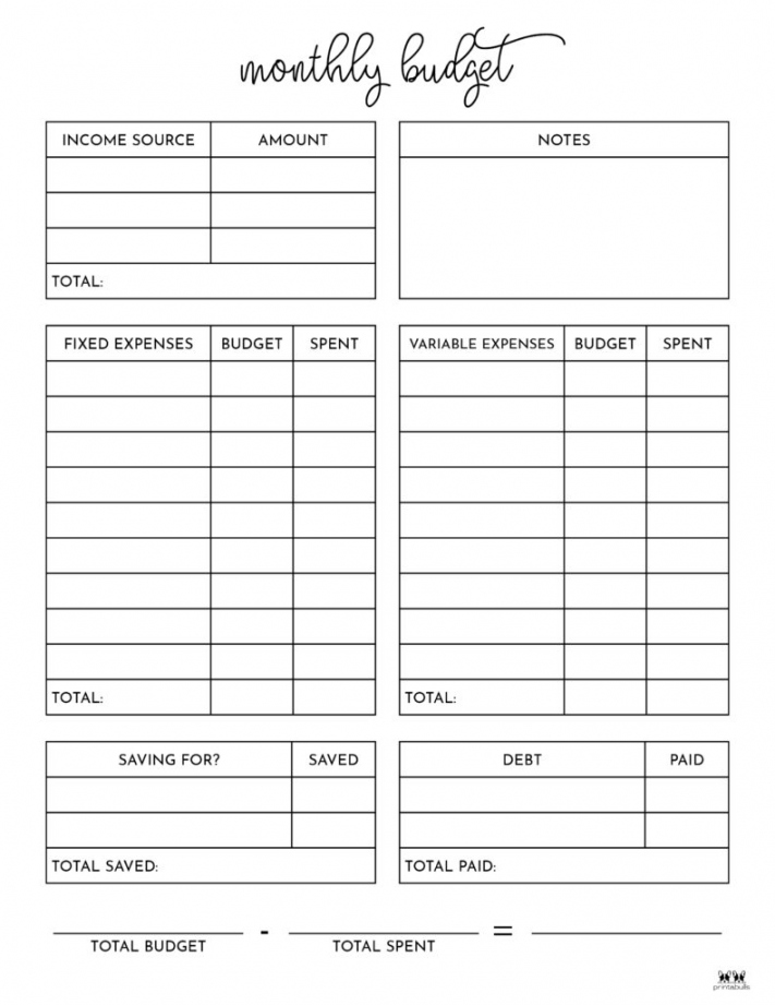 Monthly Budget Planners -  FREE Printables  Printabulls