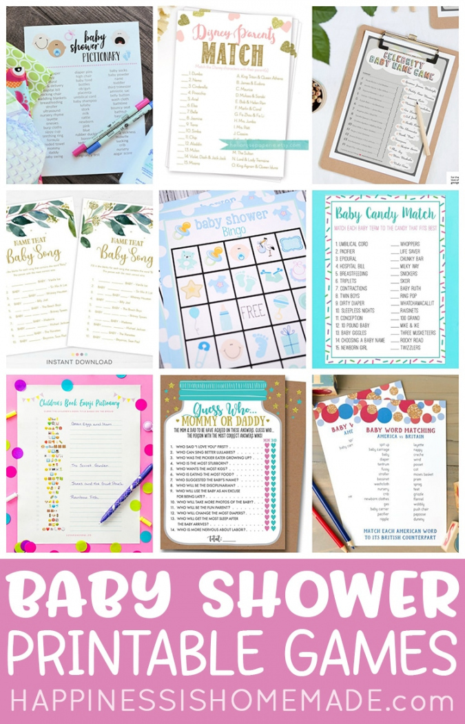 + Printable Baby Shower Games - Happiness is Homemade