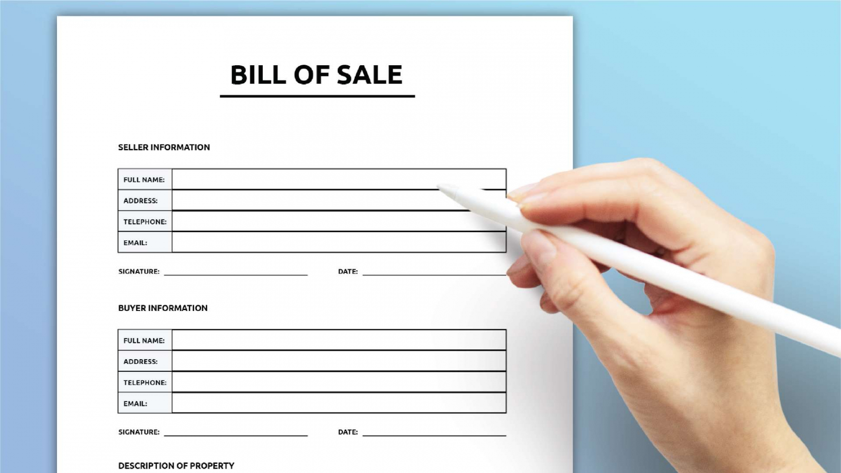 Printable Bill of Sale - World of Printables