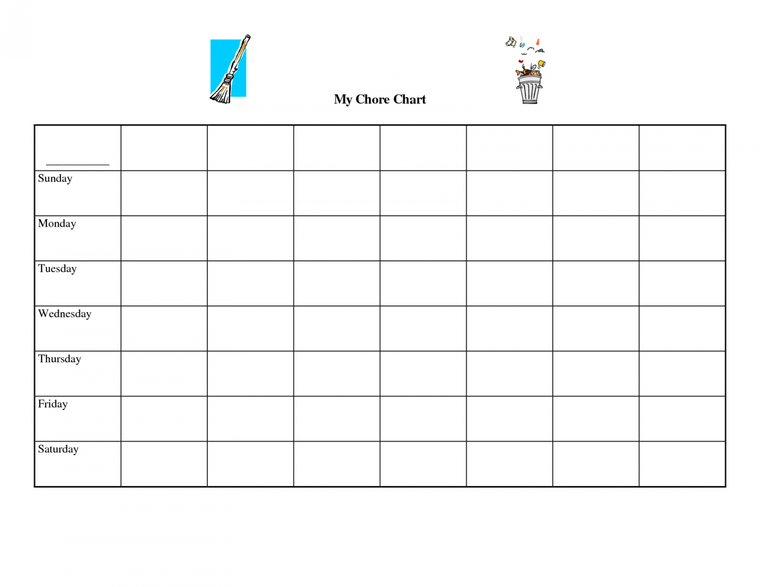 Printable Blank Chore Chart Templates  Chore chart template, Free