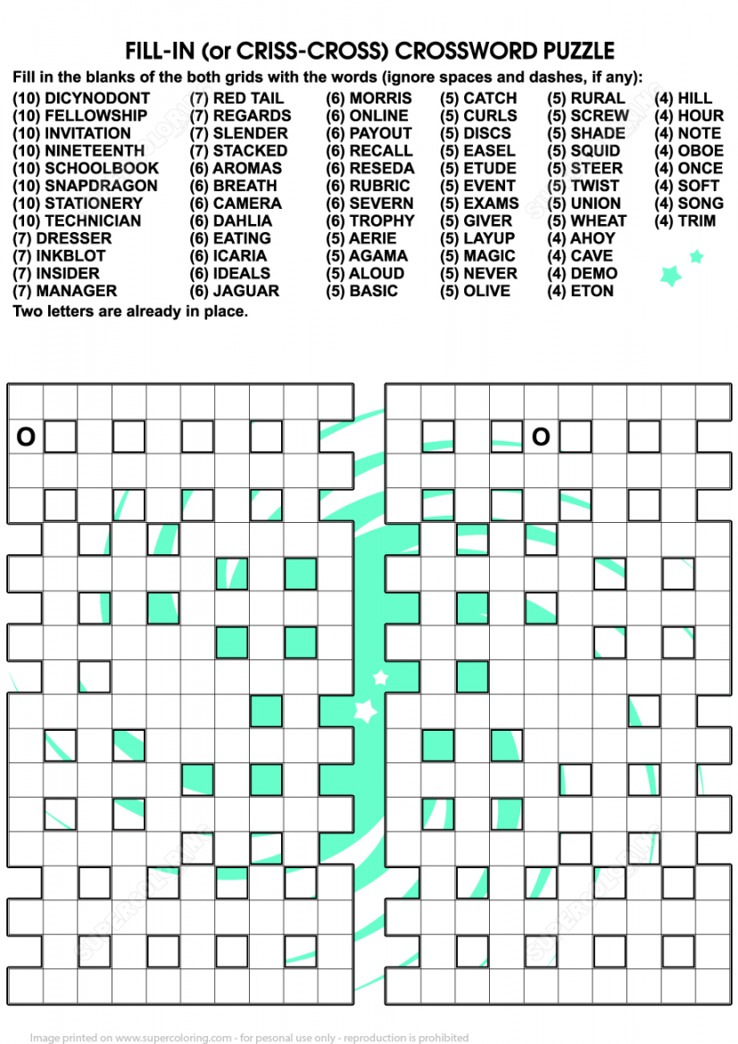 Printable Criss-Cross Puzzle for Adults  Free Printable Puzzle Games