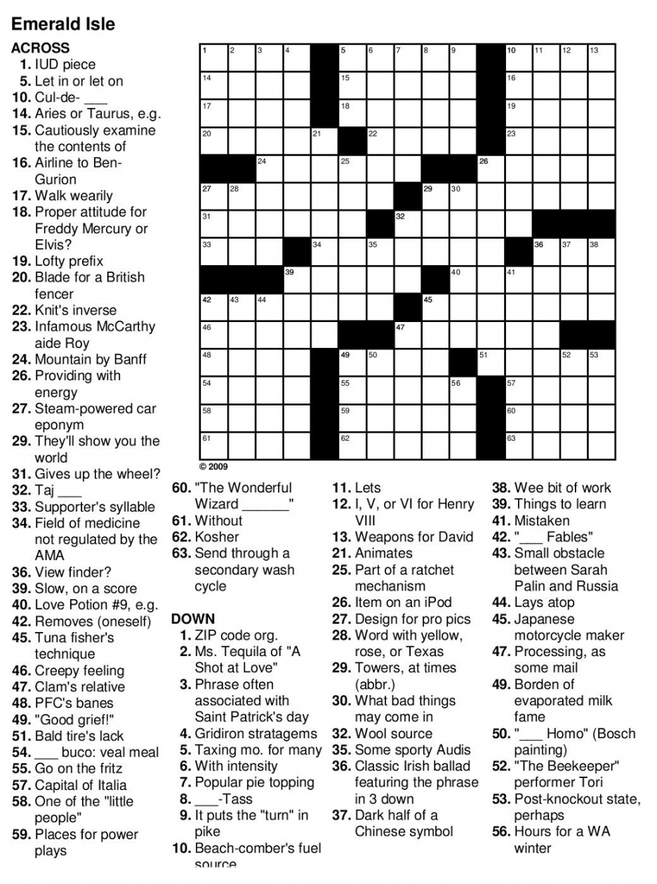 Printable Crossword Puzzles For Adults Easy  Free printable